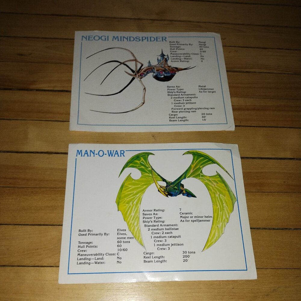 A D &D SpellJammer 2 Ship Sheets w/ maps